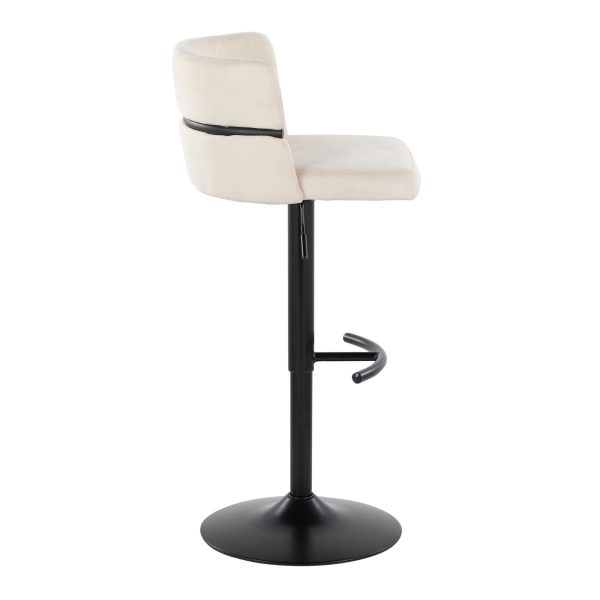 Cinch Cream Fabric Adjustable Contemporary Swivel Barstools Set of 2 5