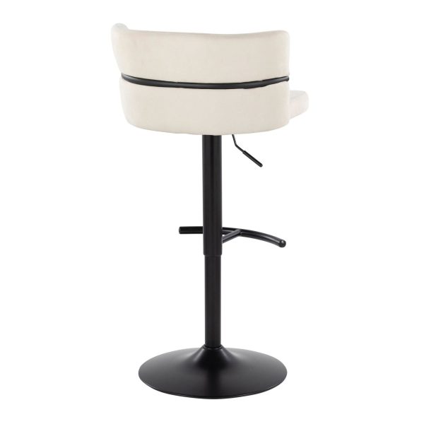 Cinch Cream Fabric Adjustable Contemporary Swivel Barstools Set of 2 6