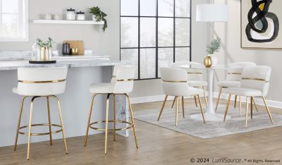 Cinch Cream Velvet Gold Metal Glam Dining Chairs (Set of 2)