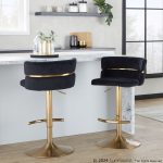 Cinch Gold and Black Velvet Adjustable Barstools (Set of 2) 19 Cinch Gold and Black Velvet Adjustable Barstools (Set of 2)