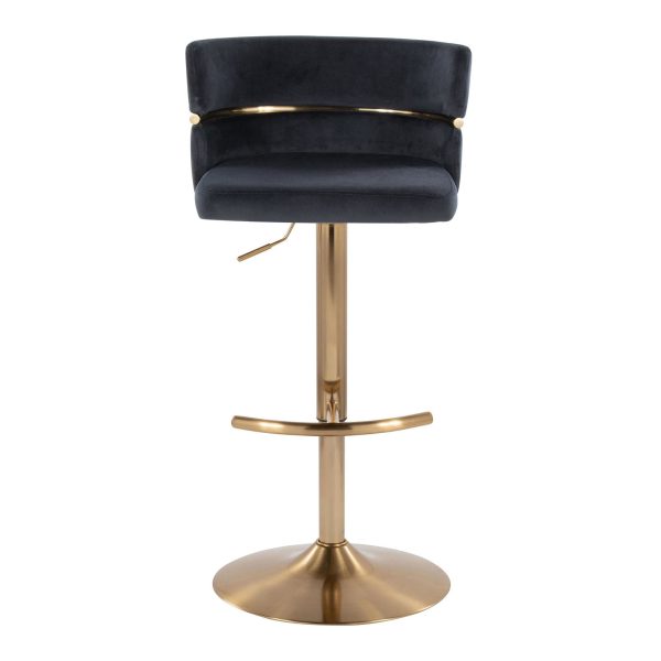 Cinch Gold and Black Velvet Adjustable Barstools Set of 2 10