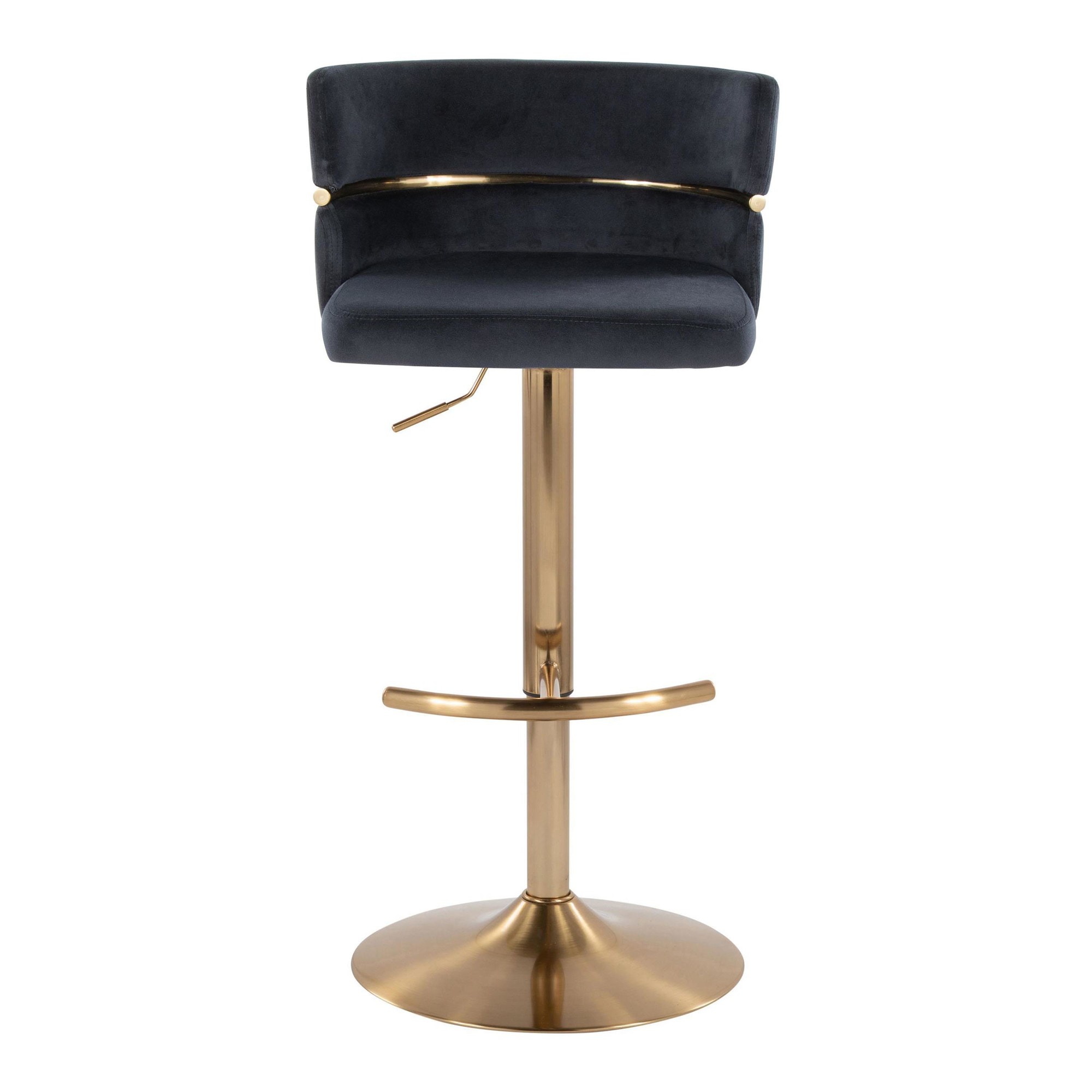 Cinch Gold and Black Velvet Adjustable Barstools (Set of 2) 11 Cinch Gold and Black Velvet Adjustable Barstools (Set of 2) - Image 11