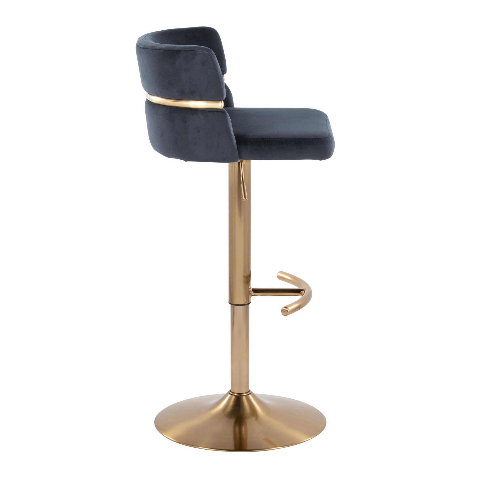 Cinch Gold and Black Velvet Adjustable Barstools (Set of 2) 13 Cinch Gold and Black Velvet Adjustable Barstools (Set of 2) - Image 13