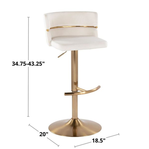 Cinch Gold and Black Velvet Adjustable Barstools Set of 2 15