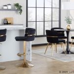 Cinch Gold and Black Velvet Adjustable Barstools (Set of 2) 18 Cinch Gold and Black Velvet Adjustable Barstools (Set of 2)