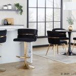 Cinch Gold and Black Velvet Adjustable Barstools (Set of 2) 20 Cinch Gold and Black Velvet Adjustable Barstools (Set of 2)