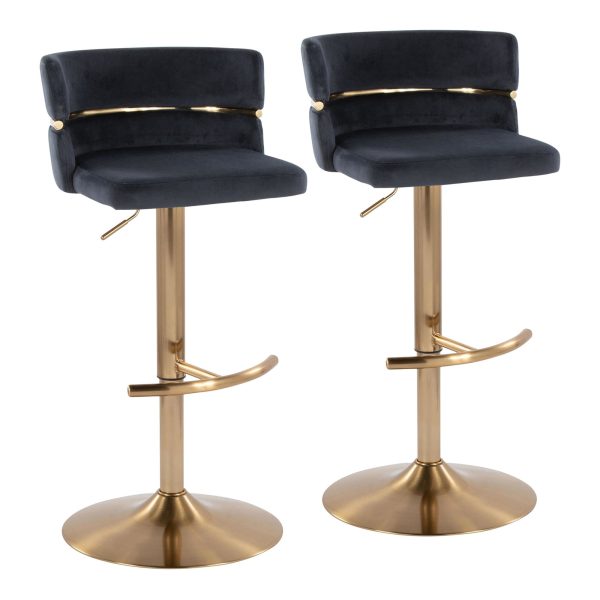 Cinch Gold and Black Velvet Adjustable Barstools Set of 2 5