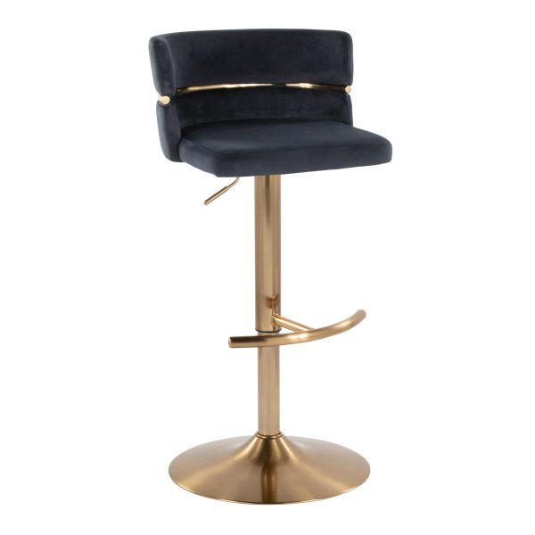 Cinch Gold and Black Velvet Adjustable Barstools Set of 2 6