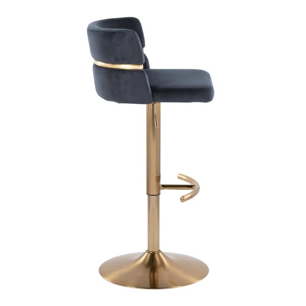 Cinch Gold and Black Velvet Adjustable Barstools Set of 2 7