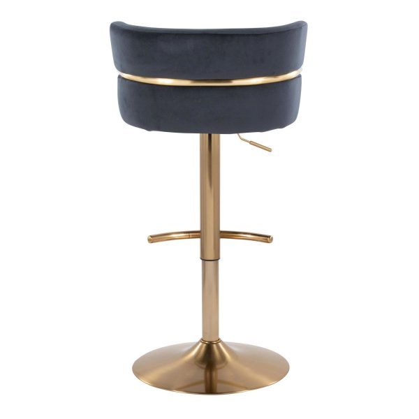 Cinch Gold and Black Velvet Adjustable Barstools Set of 2 9