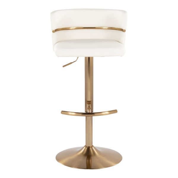Cinch Gold and White Faux Leather Swivel Barstools Set of 2 10