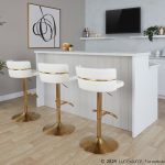 Cinch Gold and White Faux Leather Swivel Barstools (Set of 2) 13 Cinch Gold and White Faux Leather Swivel Barstools (Set of 2)