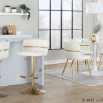 Cinch Gold and White Faux Leather Swivel Barstools (Set of 2) 17 Cinch Gold and White Faux Leather Swivel Barstools (Set of 2)