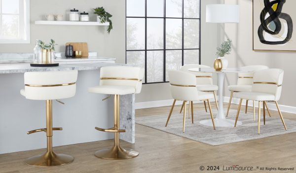 Cinch Gold and White Faux Leather Swivel Barstools Set of 2 4