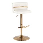 Cinch Gold and White Faux Leather Swivel Barstools (Set of 2) 19 Cinch Gold and White Faux Leather Swivel Barstools (Set of 2)