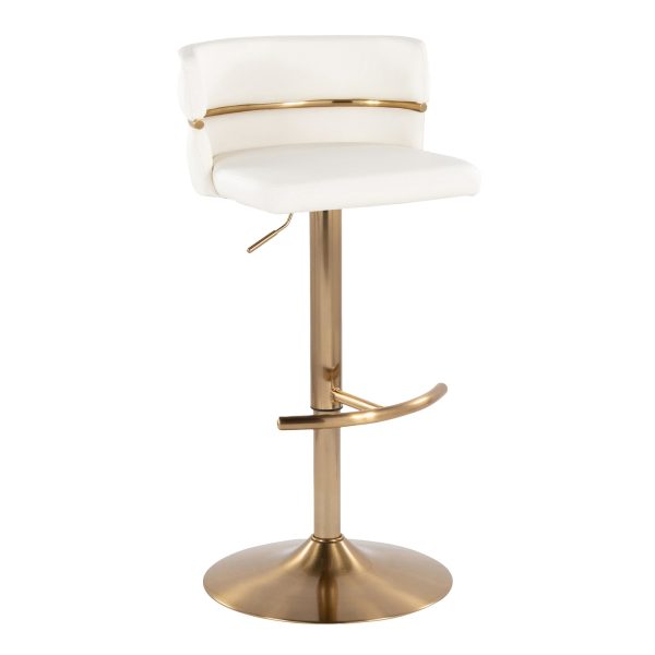 Cinch Gold and White Faux Leather Swivel Barstools Set of 2 6