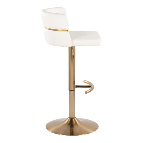 Cinch Gold and White Faux Leather Swivel Barstools Set of 2 7