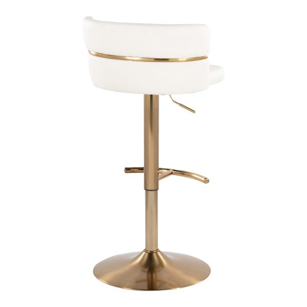 Cinch Gold and White Faux Leather Swivel Barstools Set of 2 8