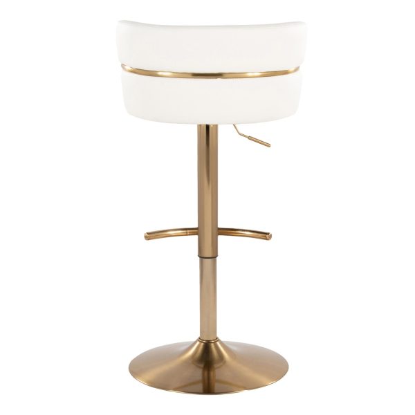 Cinch Gold and White Faux Leather Swivel Barstools Set of 2 9