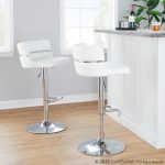 Cinch White Faux Leather Chrome Contemporary Swivel Barstools (Set of 2) 13 Cinch White Faux Leather Chrome Contemporary Swivel Barstools (Set of 2)