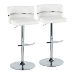 Cinch White Faux Leather Chrome Contemporary Swivel Barstools (Set of 2) 17 Cinch White Faux Leather Chrome Contemporary Swivel Barstools (Set of 2)
