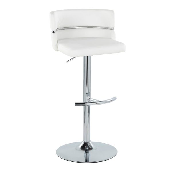 Cinch White Faux Leather Chrome Contemporary Swivel Barstools Set of 2 5