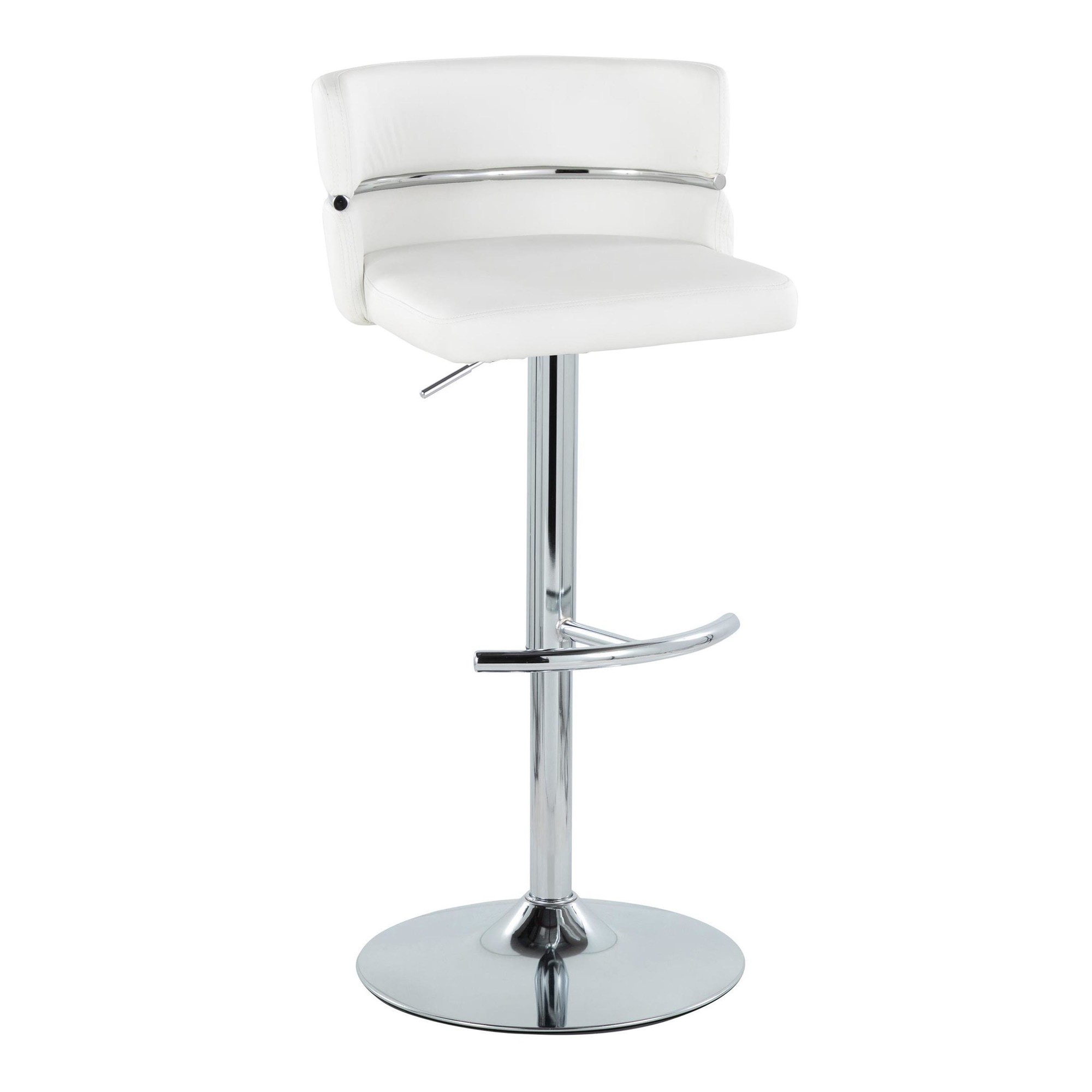 Cinch White Faux Leather Chrome Contemporary Swivel Barstools (Set of 2) 6 Cinch White Faux Leather Chrome Contemporary Swivel Barstools (Set of 2) - Image 6