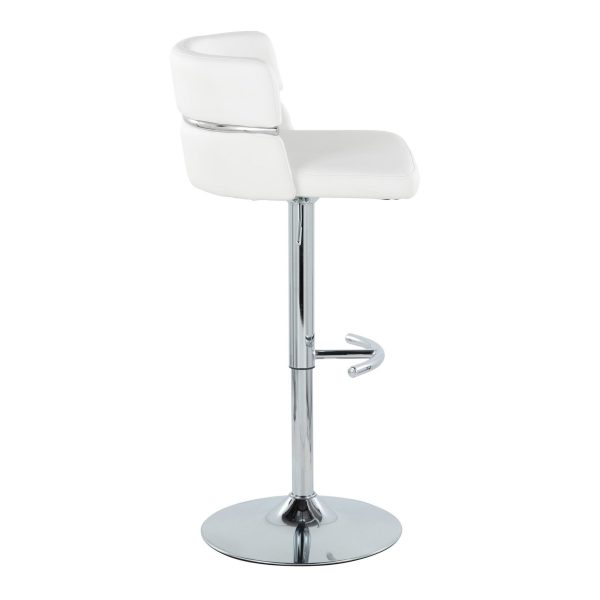 Cinch White Faux Leather Chrome Contemporary Swivel Barstools Set of 2 6