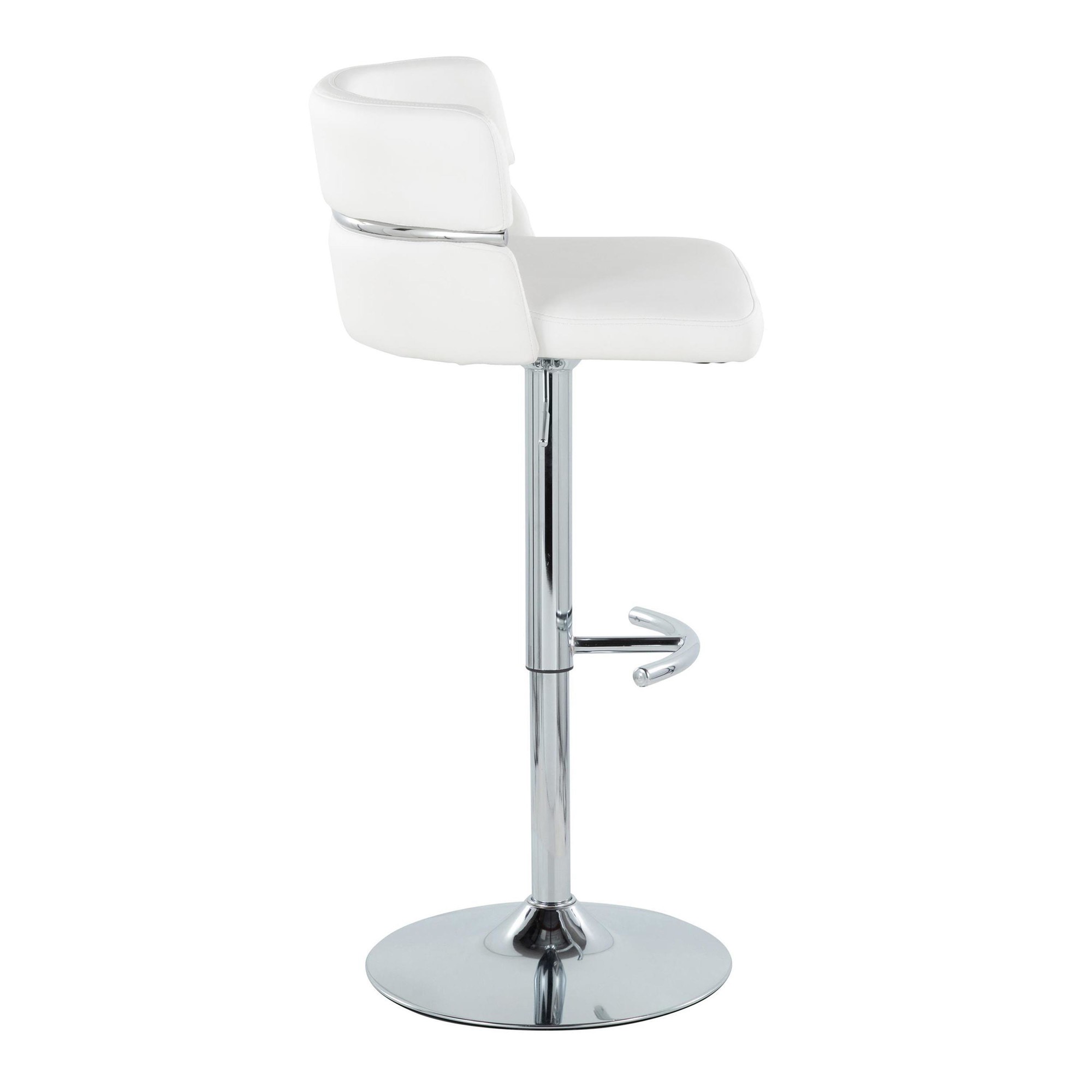 Cinch White Faux Leather Chrome Contemporary Swivel Barstools (Set of 2) 7 Cinch White Faux Leather Chrome Contemporary Swivel Barstools (Set of 2) - Image 7