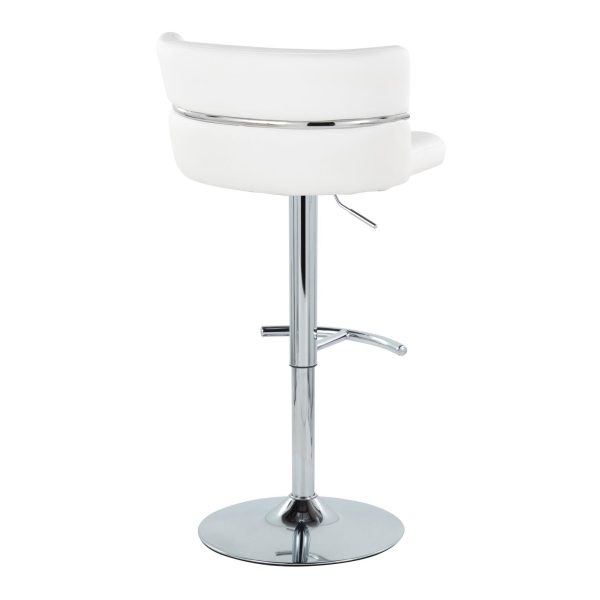 Cinch White Faux Leather Chrome Contemporary Swivel Barstools Set of 2 7