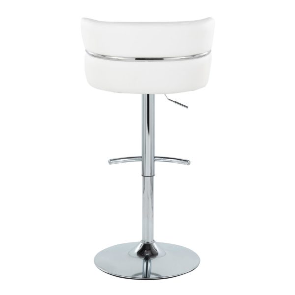 Cinch White Faux Leather Chrome Contemporary Swivel Barstools Set of 2 8