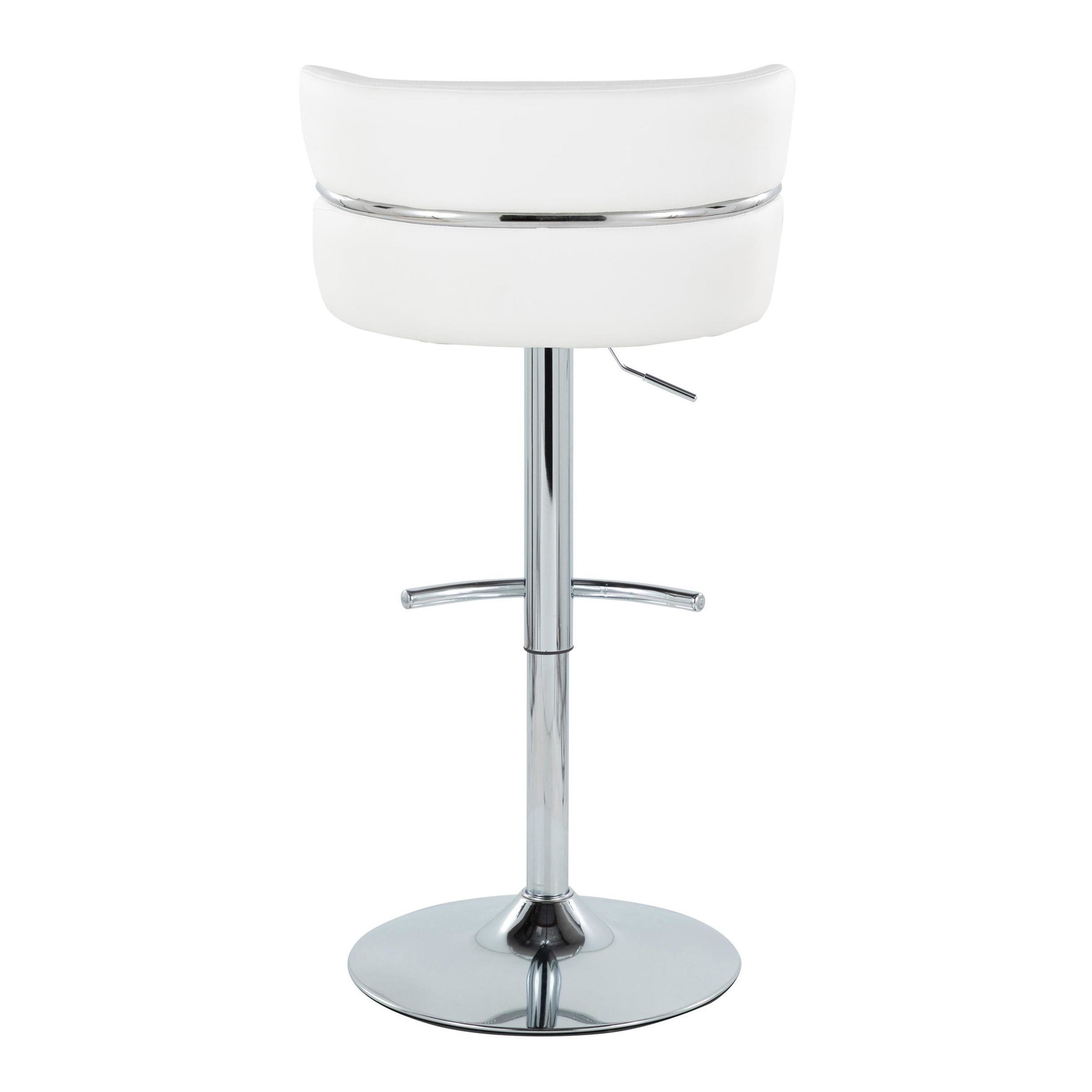 Cinch White Faux Leather Chrome Contemporary Swivel Barstools (Set of 2) 9 Cinch White Faux Leather Chrome Contemporary Swivel Barstools (Set of 2) - Image 9