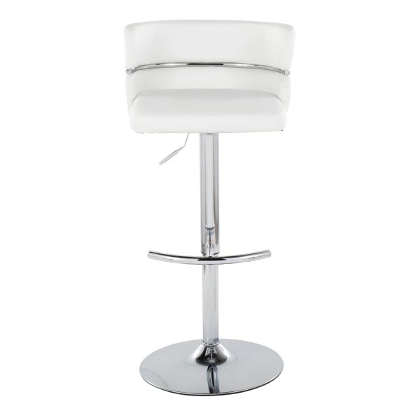 Cinch White Faux Leather Chrome Contemporary Swivel Barstools Set of 2 9