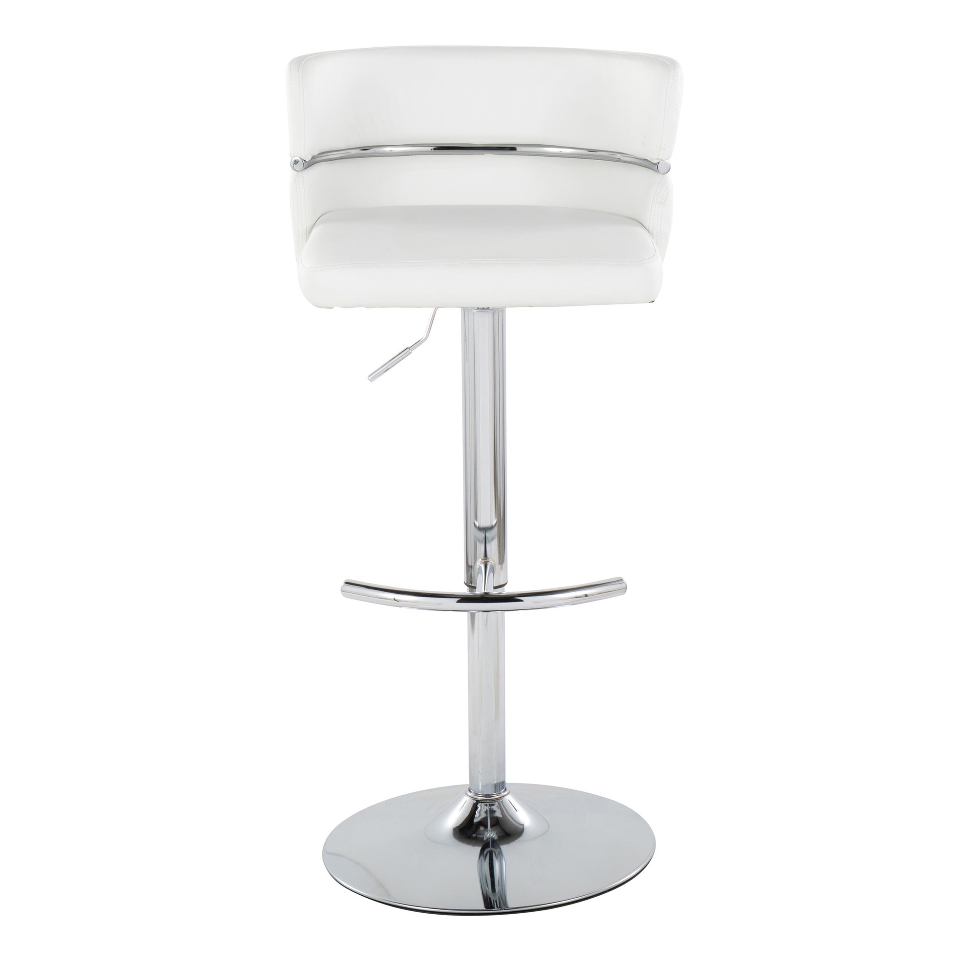 Cinch White Faux Leather Chrome Contemporary Swivel Barstools (Set of 2) 10 Cinch White Faux Leather Chrome Contemporary Swivel Barstools (Set of 2) - Image 10