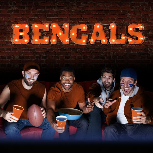 Cincinnati Bengals Lighted Recycled Metal Wordmark Logo Sign 2