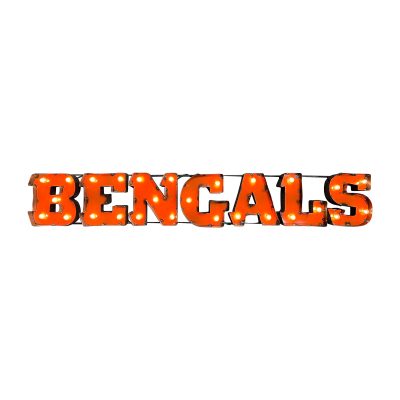 Cincinnati Bengals Lighted Recycled Metal Wordmark Logo Sign