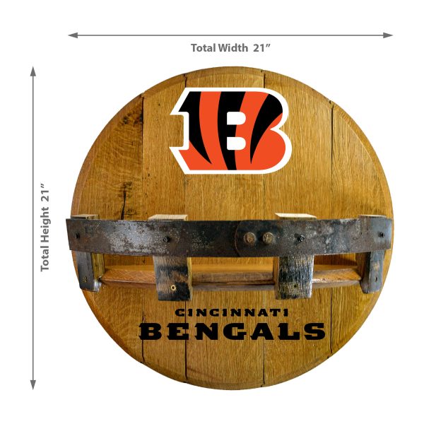 Cincinnati Bengals NFL Oak Whiskey Barrel Bar Shelf 2