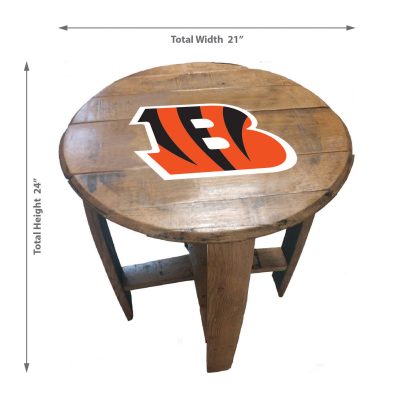 Cincinnati Bengals NFL Oak Whiskey Barrel Side Table