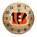 Cincinnati Bengals Oak Barrel Clock Made from Kentucky Whiskey Barrel
