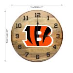 Cincinnati Bengals Oak Barrel Clock Made from Kentucky Whiskey Barrel