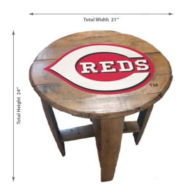 Cincinnati Reds MLB Oak Whiskey Barrel End Table