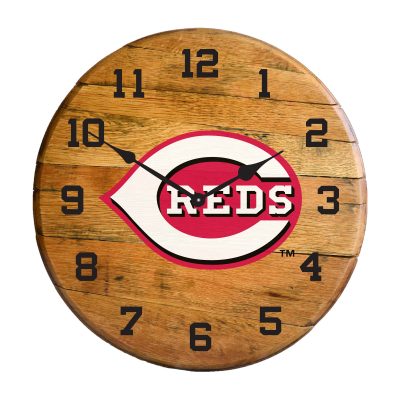 Cincinnati Reds Oak Whiskey Barrel Clock MLB Licensed