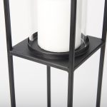 Cindy Set of 2 Matte Black Metal and Hurricane Glass Pillar Tabletop Candle Holders