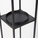Cindy Set of 2 Matte Black Metal and Hurricane Glass Pillar Tabletop Candle Holders