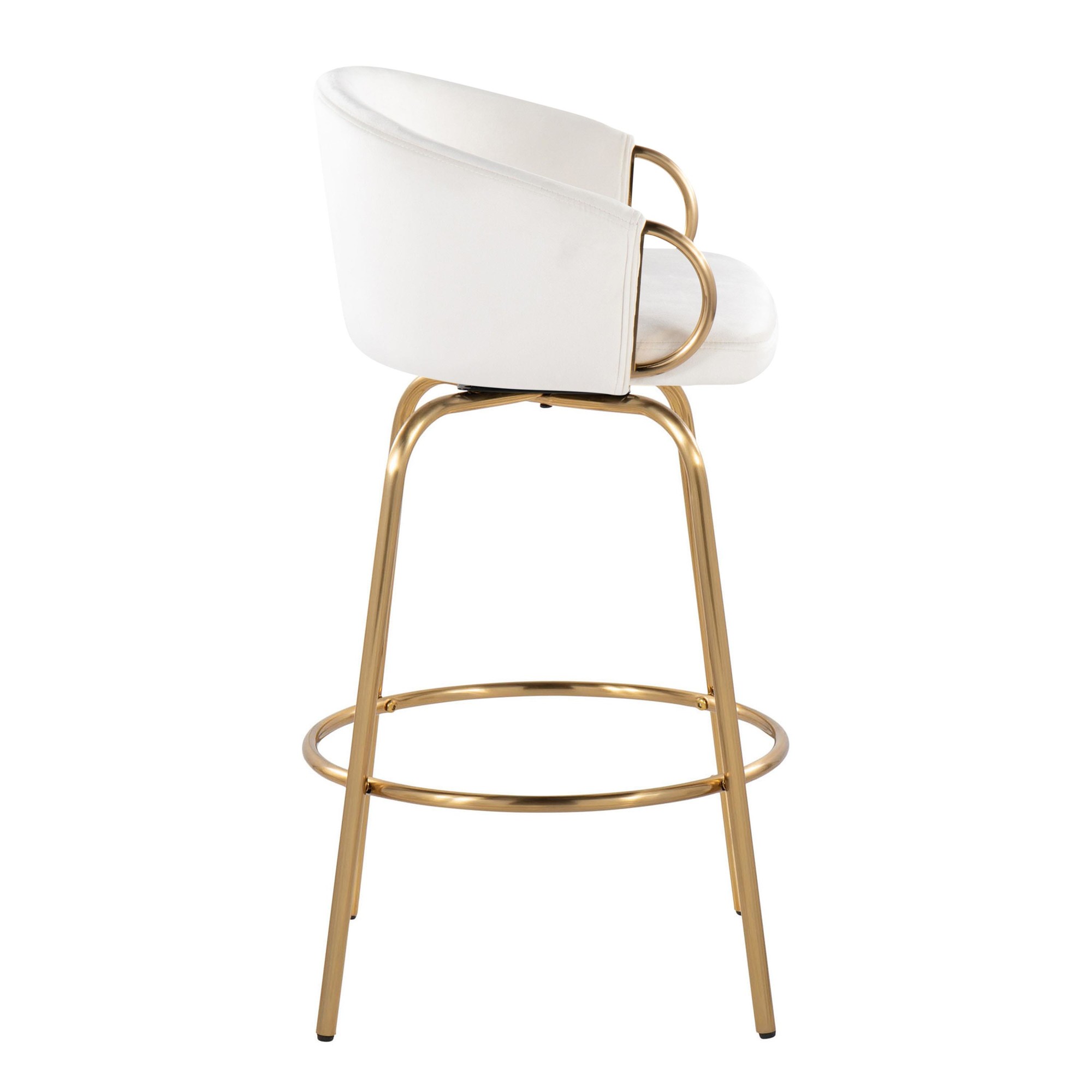 Claire 26 Contemporary Gold Cream Swivel Counter Stools (Set of 2) 5 Claire 26 Contemporary Gold Cream Swivel Counter Stools (Set of 2) - Image 5