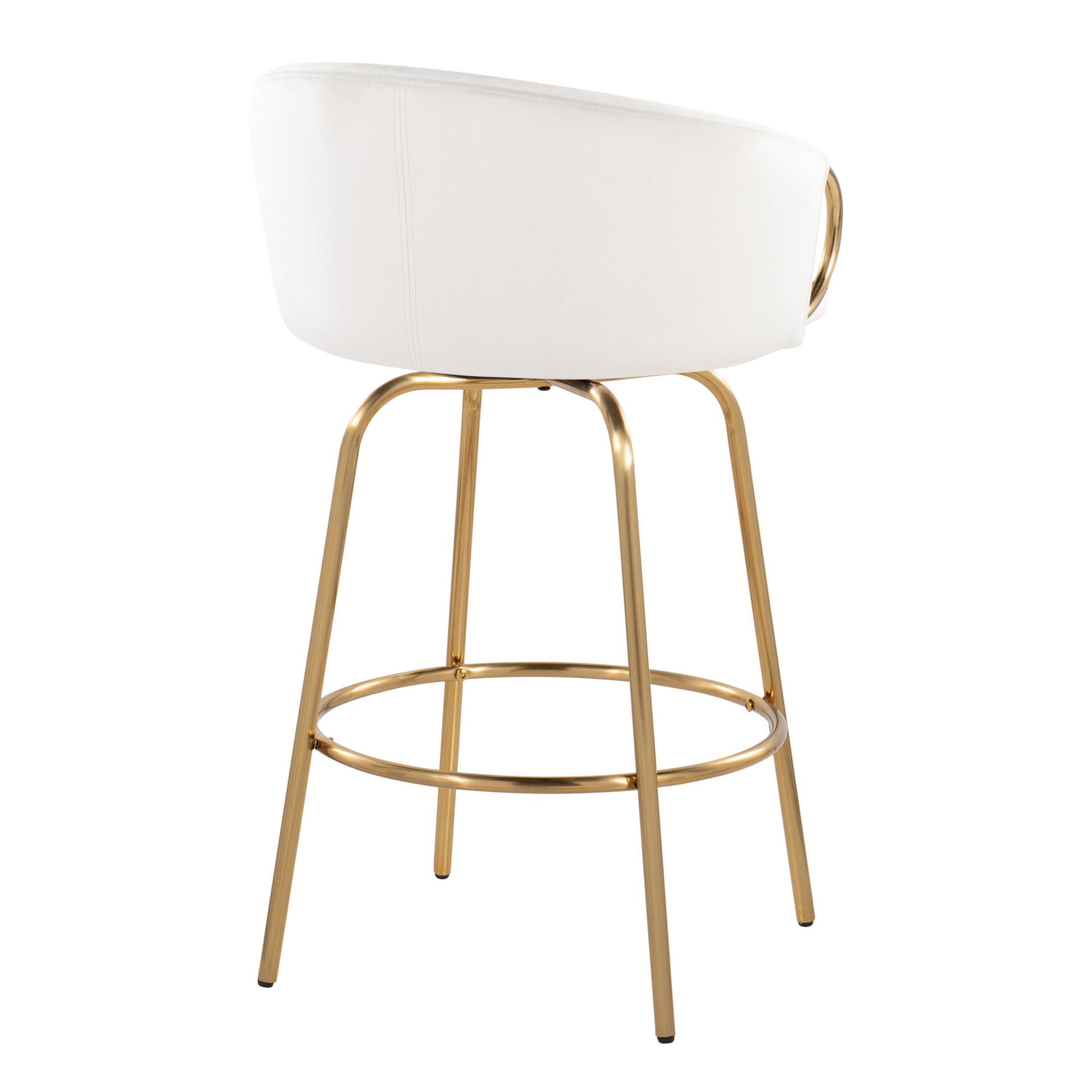 Claire 26 Contemporary Gold Cream Swivel Counter Stools (Set of 2) 6 Claire 26 Contemporary Gold Cream Swivel Counter Stools (Set of 2) - Image 6
