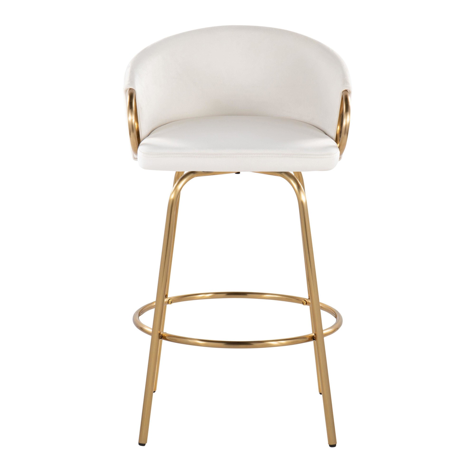 Claire 26 Contemporary Gold Cream Swivel Counter Stools (Set of 2) 8 Claire 26 Contemporary Gold Cream Swivel Counter Stools (Set of 2) - Image 8