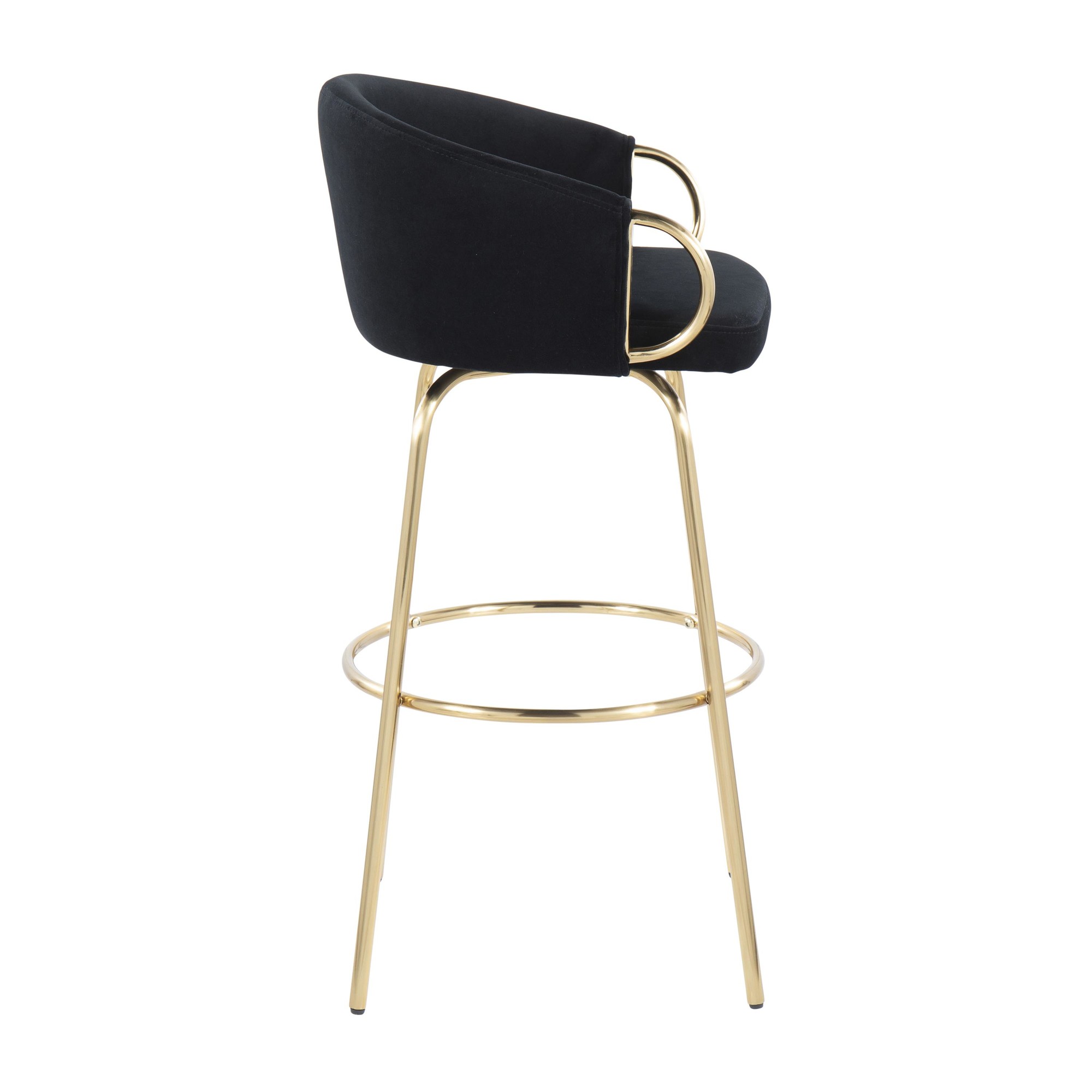 Claire 30 Gold Black Velvet Contemporary Bar Stool (Set of 2) 5 Claire 30 Gold Black Velvet Contemporary Bar Stool (Set of 2) - Image 5