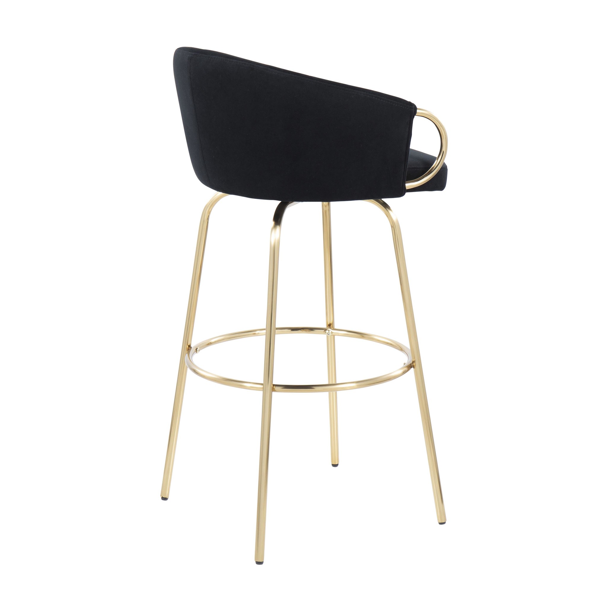 Claire 30 Gold Black Velvet Contemporary Bar Stool (Set of 2) 6 Claire 30 Gold Black Velvet Contemporary Bar Stool (Set of 2) - Image 6