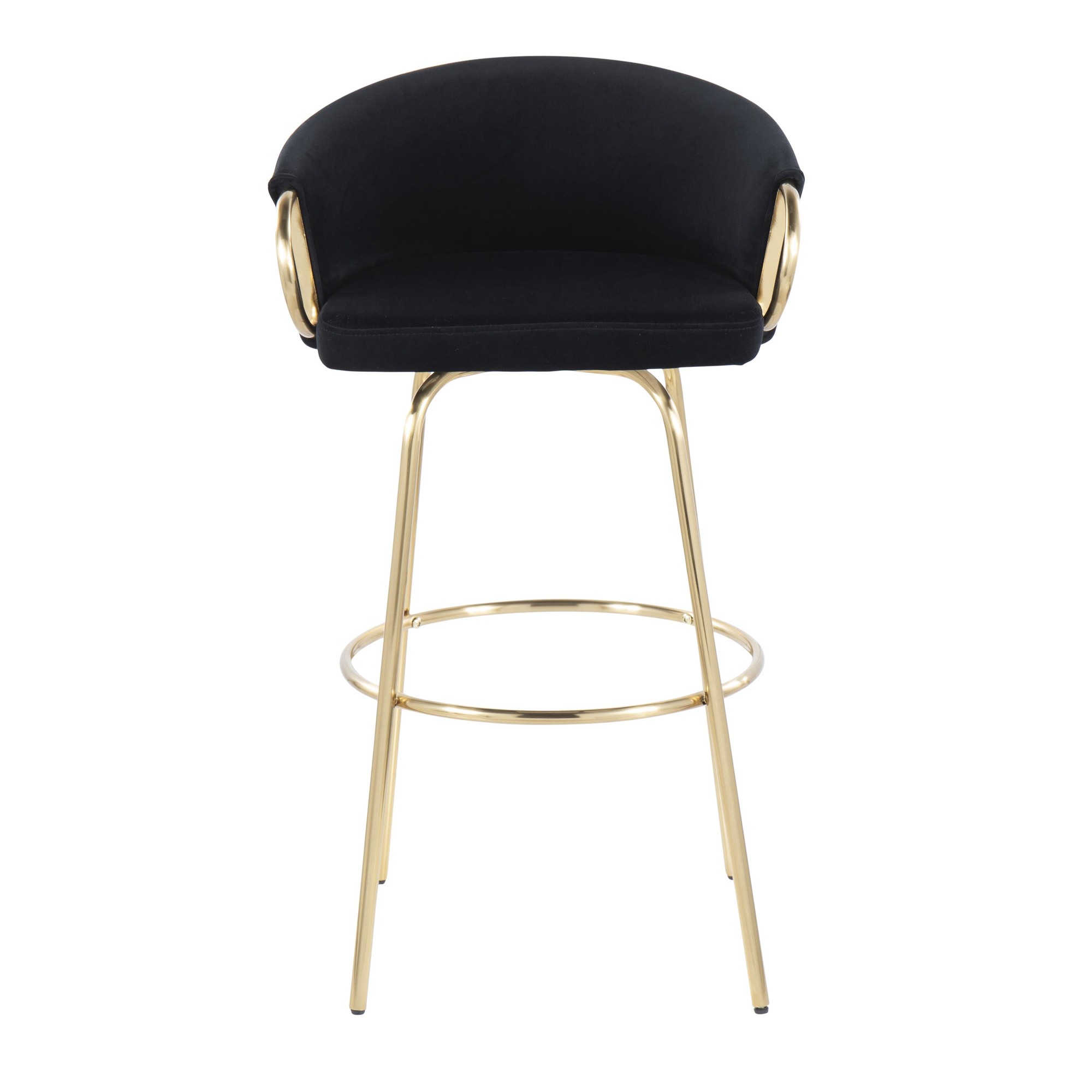 Claire 30 Gold Black Velvet Contemporary Bar Stool (Set of 2) 8 Claire 30 Gold Black Velvet Contemporary Bar Stool (Set of 2) - Image 8